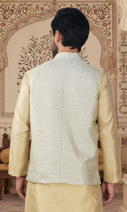 Men's Embroidery Silk Traditional Ethnic Nehru Jacket