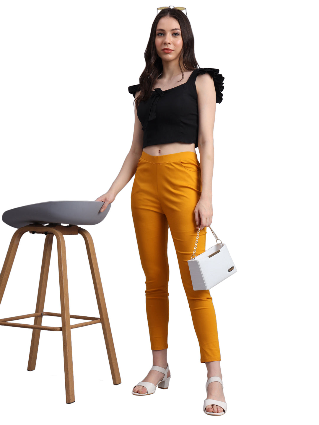 Vastraa Fusion Glamarours Cotton Stretchable Casual Cigarette Lycra Pants for Ladies/Women