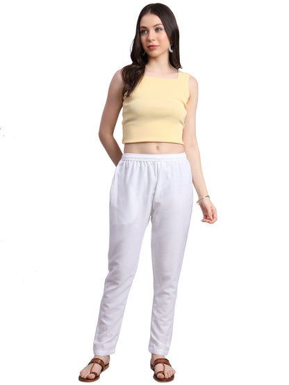 Vastraa Fusion Straight Regular Fit Stylish Solid Cotton Palazzo Pant or Bottoms for Women's